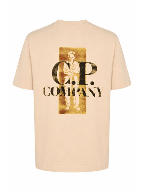 T-shirt in jersey di cotone 30/1 con stampa Frozen Dew White C.P. COMPANY | 20CMTS143A 110579W114